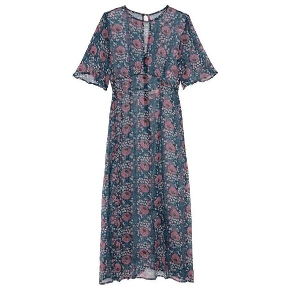 Natalie Martin Ramya Maxi dress size XS NWT includes slip flutter sleeves - Picture 1 of 13